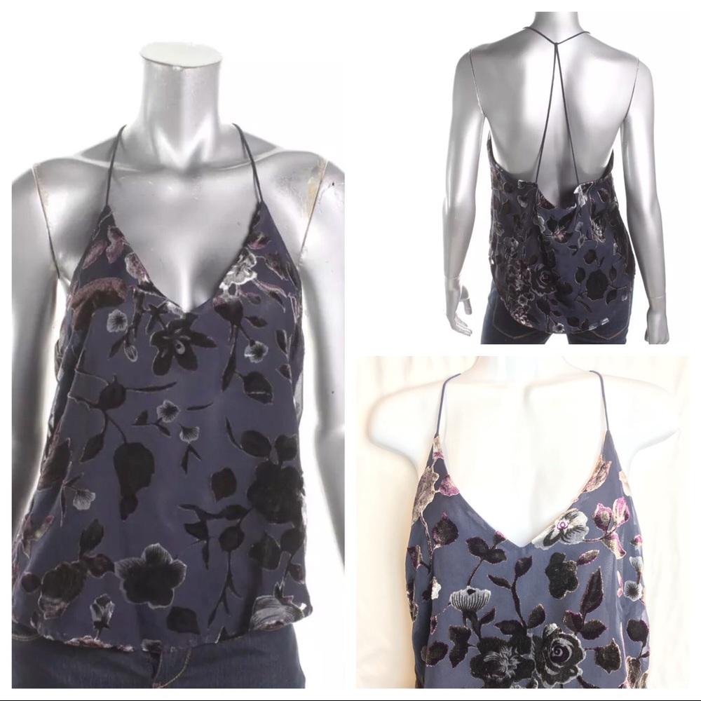 Navy Chiffon Floral Camisole Top Sz. Medium